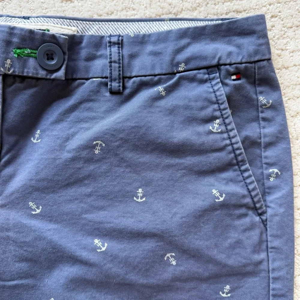 Tommy‎ Hilfiger Womens Navy Blue Anchor Print Chino Shorts Nautical Size 10